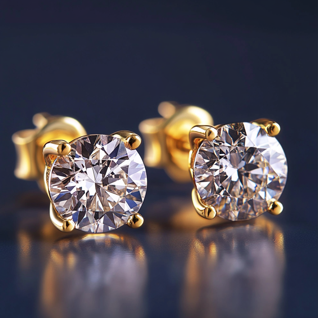 14K yellow gold diamond earrings "Soley"